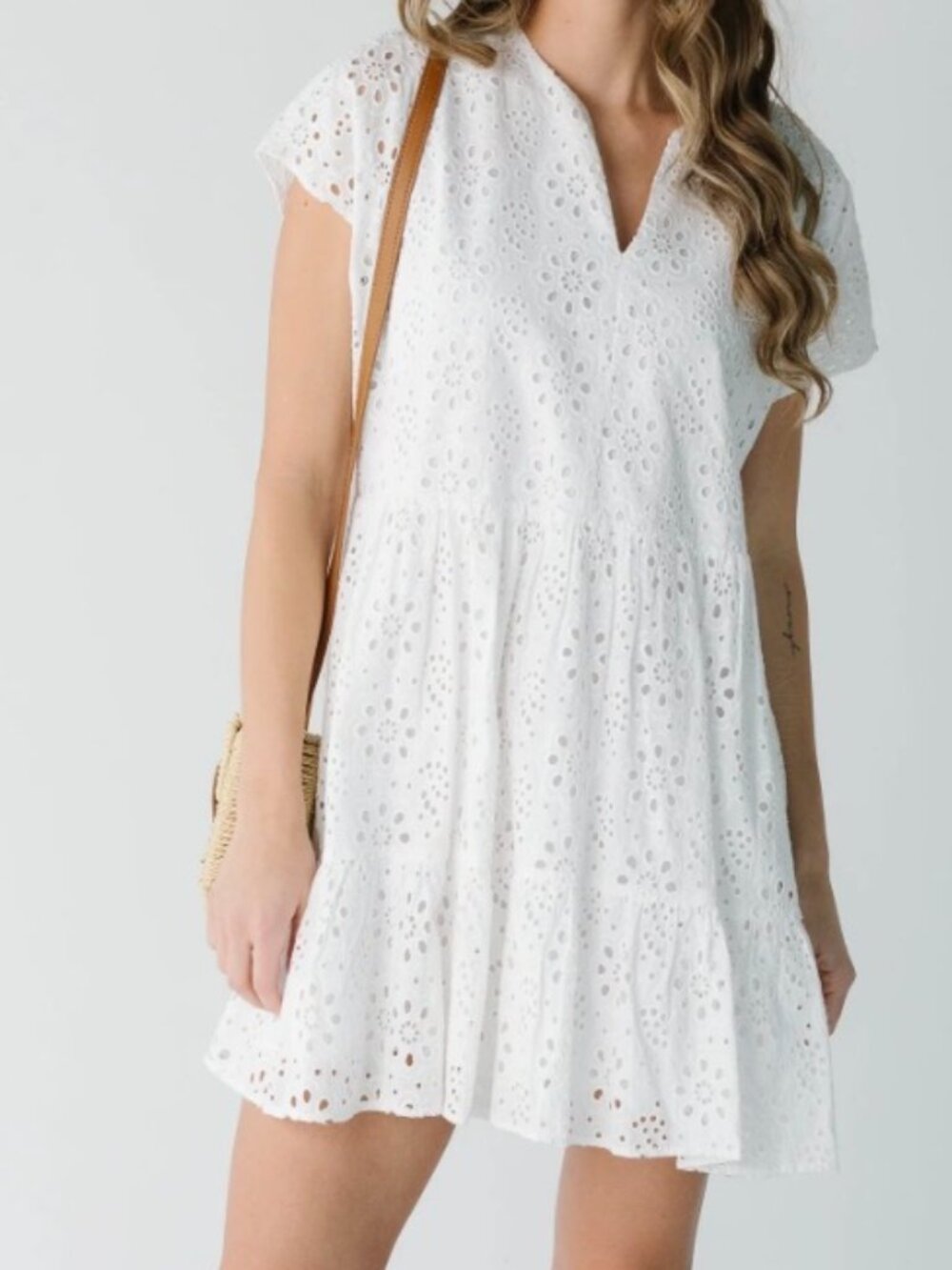 Zara White Eyelet Mini Dress